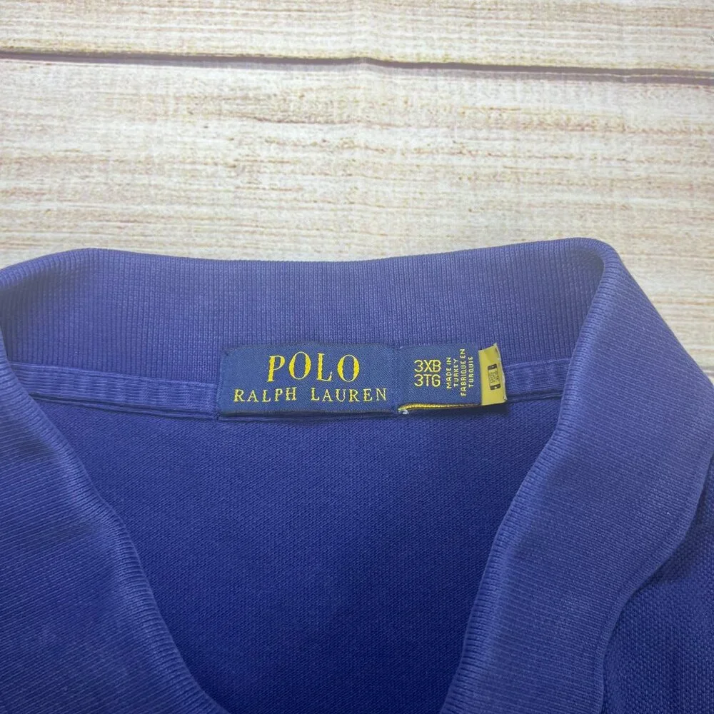 Polo Ralph Lauren Mens 3XB Blue Short Sleeve‎ Polo Shirt Big Tall Cotton 3XB/3TG